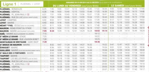 Bus timetables 2020 2